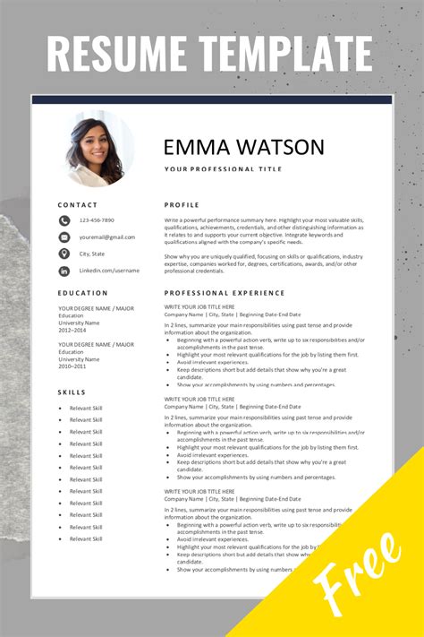 Free Resume Template with Photo | Free resume template word, Microsoft word resume template ...