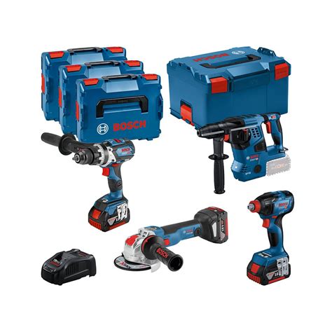 Bosch 18v 4 Piece Cordless Tool Kit with 3x 5.0Ah in L-Boxx 136 0615990N30 | Power Tool World