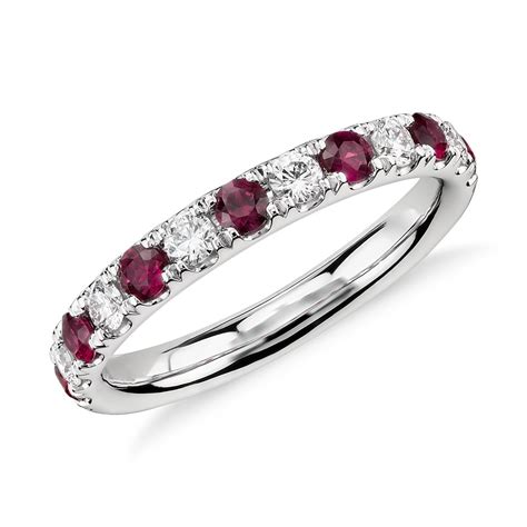 Riviera Pavé Ruby and Diamond Ring in Platinum (2.2mm) | Blue Nile