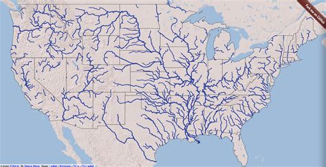 map of US lakes rivers mountains | Usa River Map Major US Rivers ... | Interactive map, Map, Us map