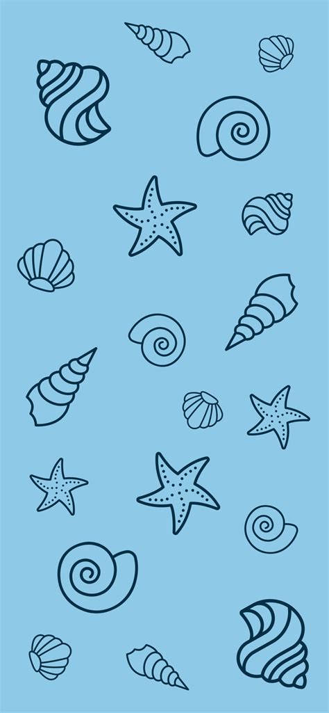 Shells Blue Aesthetic Wallpaper - Summer Light Blue Wallpaper for iPhone