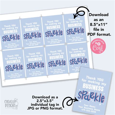 Editable - You Make My Business Sparkle- Printable - Digital File - Bu – Chevelly Designs