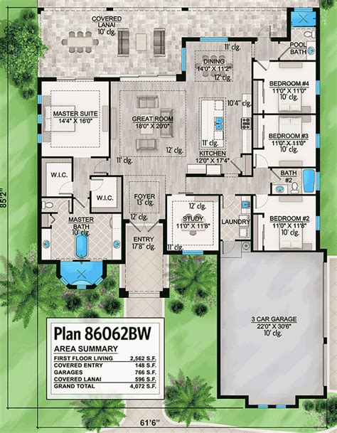 One Story House Plan With Open Floor Plan - 86062BW | Architectural Designs - House Plans