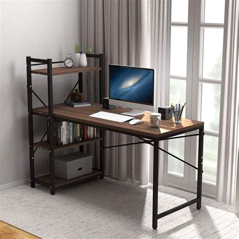 Tower Computer Desk with 4 Tier Storage Shelves - 47.6'' Multi Level Writing Study Table with ...