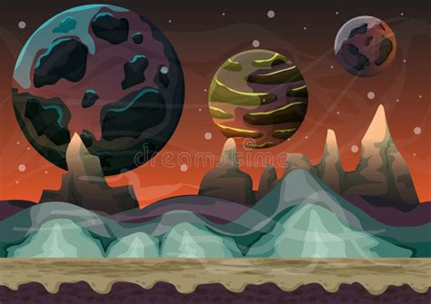 Cartoon Vector Space Landscape with Separated Layers for Game and Animation Stock Vector ...