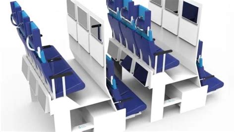 First images of the double-decker airplane seat prototype (the concept presented in 2021 ...