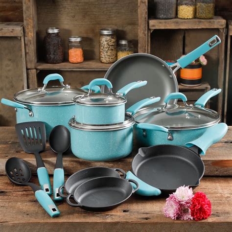 Pioneer Woman Cookware Set - The Pioneer Woman 30pc Cookware Set Turquoise Vintage Speckle ...