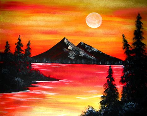 Sunset Mountains Painting Easy - Gwerh