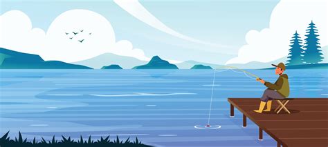 Fishing at the Lake 2853614 Vector Art at Vecteezy