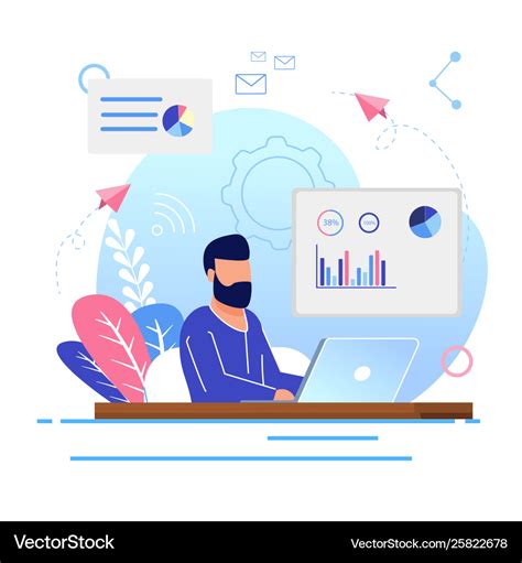 Office work cartoon flat Royalty Free Vector Image