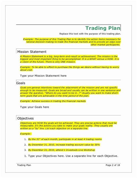 Forex Trading Plan Template | 30 forex Trading Plan Template