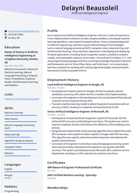 Netflix Artificial Intelligence Engineer Resume Examples