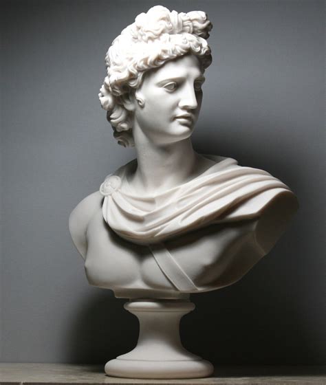 APOLLO Greek Roman God Bust Head Cast Marble Statue Sculpture Handmade 12.6in