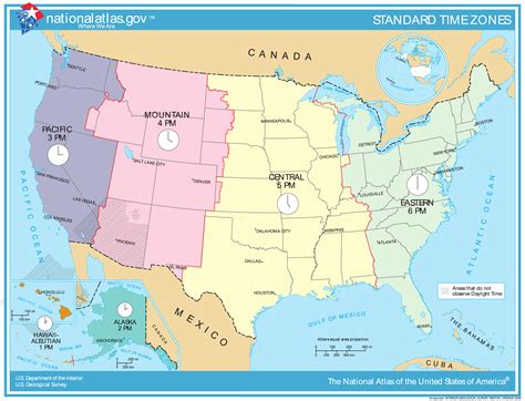 Map of time zones of the United States. The United States timezones map | Vidiani.com | Maps of ...