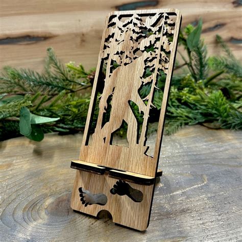 Laser Cut Wood Phone Stand and Decor Bigfoot in Forest - Etsy