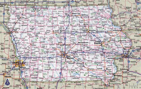 Large detailed roads and highways map of Iowa state with all cities | Iowa state | USA | Maps of ...