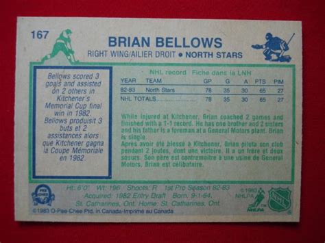 BRIAN BELLOWS ROOKIE 1983-84 O-PEE-CHEE HOCKEY #167 (RC) OPC - Federal Coin Exchange