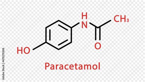 Paracetamol chemical formula. Paracetamol structural chemical formula isolated on transparent ...