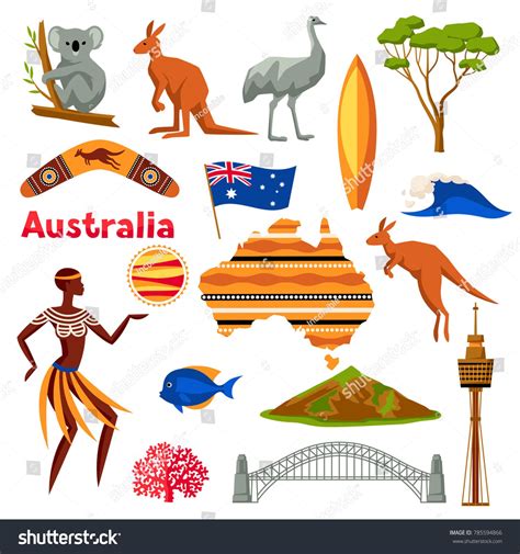 Australia icons set. Australian traditional symbols and objects. #Ad , #SPONSORED, #set#icons# ...