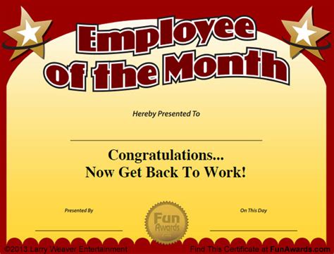 Employee of the Month Certificate: Free Funny Award Template