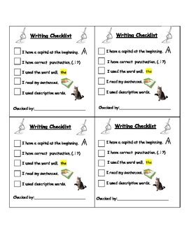 Basic Writing Checklist for First Grade by EBTeacher | TpT