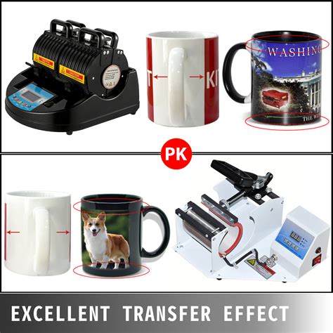 VEVOR Mug Press, 4-in-1 1200W Cup Heat Press Machine 2 Stations, Black Coffee Sublimation Heat ...