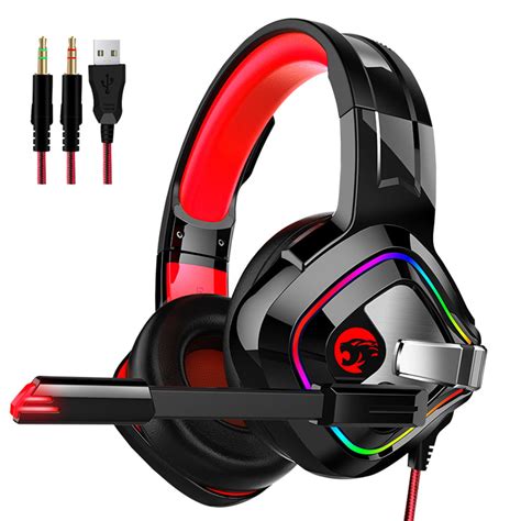 3.5mm Gaming Headset Mic LED Headphones Stereo Bass Surround For PC Xbox One PS4 Red - Walmart ...