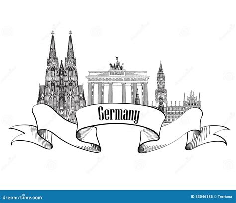 Germany Label. Travel German Cities Symbol. Famous German Architectural Landmarks. Stock Vector ...