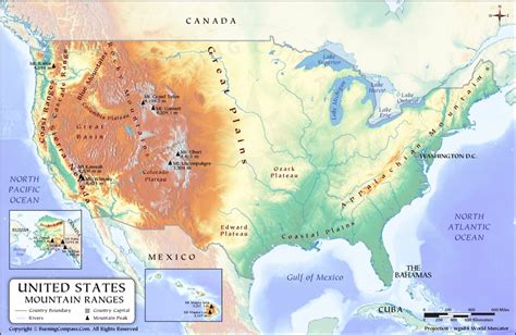 USA Mountains Map, US Mountain Ranges Map