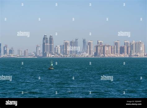 Doha, Qatar - March 18, 2023: Doha skyline view from Old Doha port (Mina district) in Doha ...