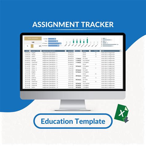 Assignment Tracker Excel Template Homework Organizer Excel Sheet Student Assignment Tracker ...