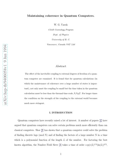 Maintaining Coherence in Quantum Computers. | PDF | Quantum Computing | Quantum Mechanics