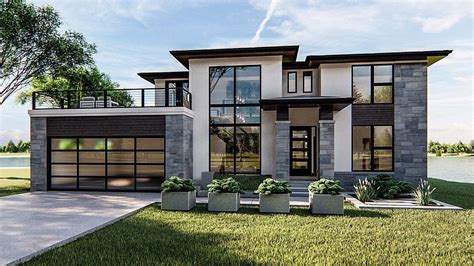 House Plan 44207 - Modern Style with 2499 Sq Ft, 4 Bed, 2 Bath, 1