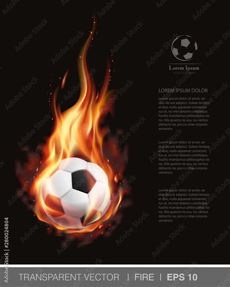 Realistic vector soccer ball on fire and logo for football club, badge template Stock Vector ...