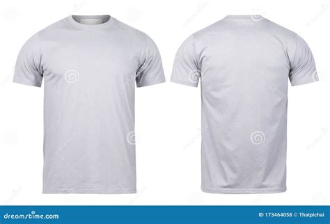 Grey T-shirt Front and Back View Mock-up Isolated on White Background with Clipping Path. Stock ...