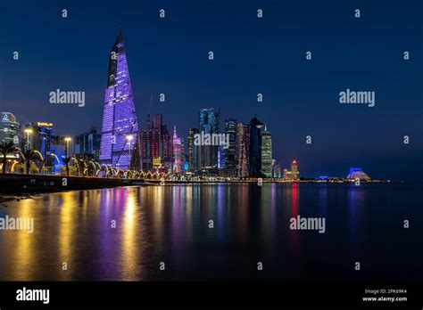 Doha SKyline at Night, Doha, Qatar Stock Photo - Alamy