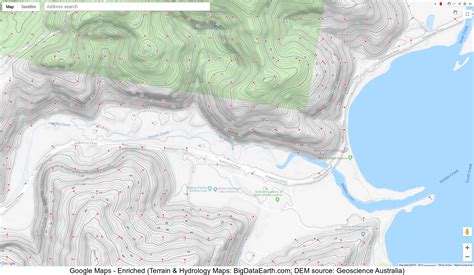 New Web Maps on Terrain and Hydrology: Part 1 (Enriching Google Maps) - BigData Earth