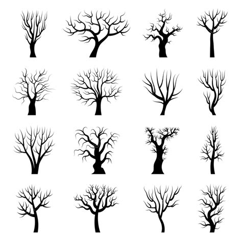 Forest Tree Silhouette Vector Art PNG, Tree Silhouettes Wood Autumn Forest, Illustrations ...