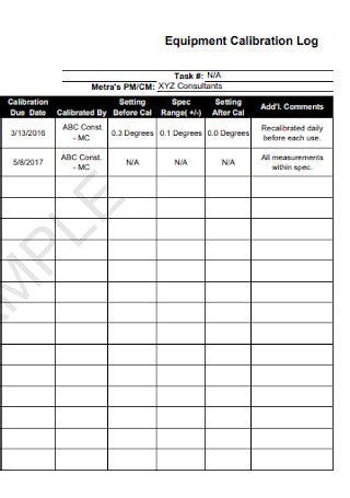 Calibration Log Excel Template Kayra Excel - Bank2home.com