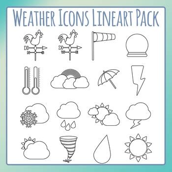 Weather Icons Black & White Clip Art / Clipart Commercial Use | TPT