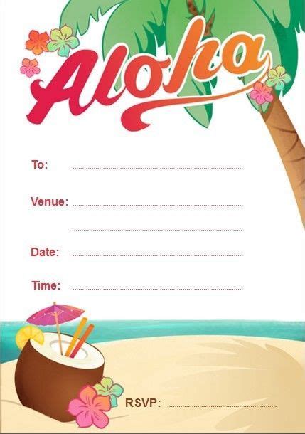 Blank Aloha, Hawaiian, Luau Birthday Party Invitations free envelopes & P&P | Cumpleaños ...