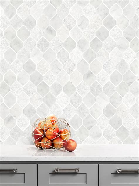 White Geometric Marble Backsplash Tile ( Modern Look! ) Marble Tile