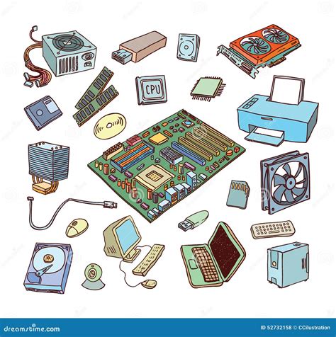 Computer Hardware Icons. PC Components Stock Vector - Illustration of disc, card: 52732158