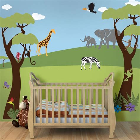 Jungle Wall Mural Stencil Kit for Baby Nursery Wall Mural