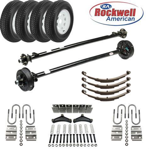 Tandem 3,500 lb Axle Kit with Wheels & Tires | Brakes on 1 Axle