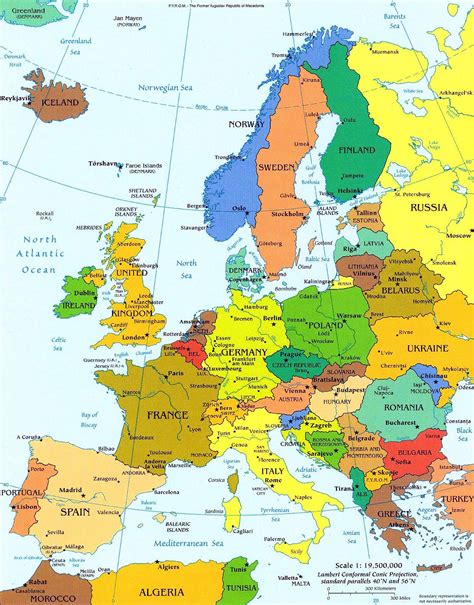 Map Of Europe Countries Capitals - Emylee Philomena