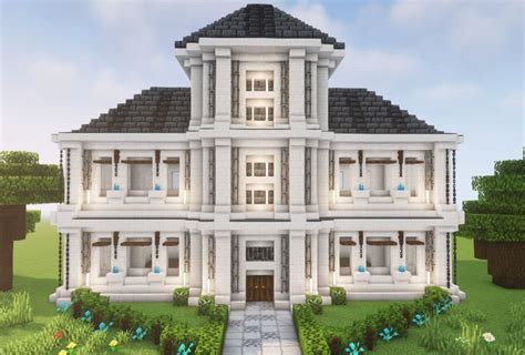 Minecraft Quartz House Design in 2023 | Minecraft house tutorials, Minecraft houses blueprints ...