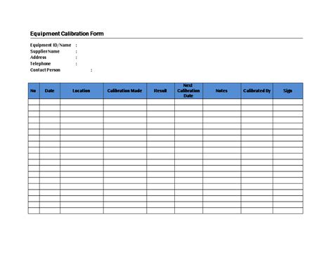 Equipment Calibration Form - Download this Equipment Calibration table to keep track of the ...