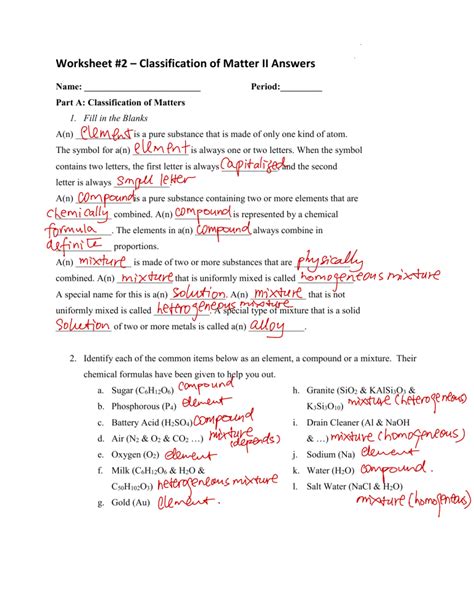 41 classification of matter worksheet answers - Worksheet Works