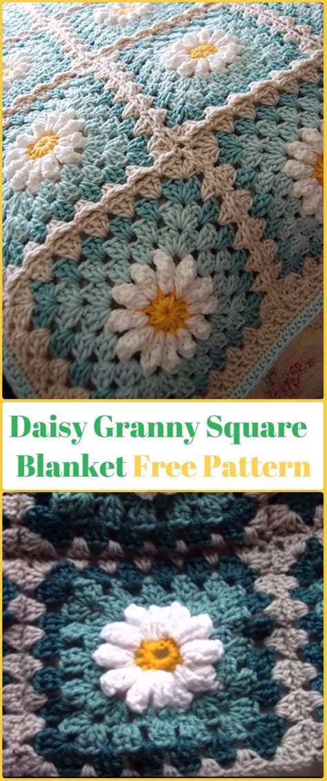 Crochet Daisy Flower Blanket Free Patterns & Instructions